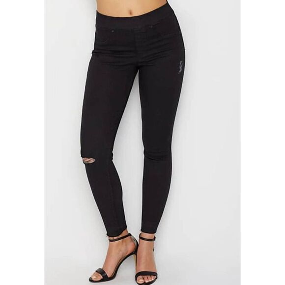 SPANX Distressed Skinny Jeans 'Vintage Black' Size Large - Picture 1 of 3